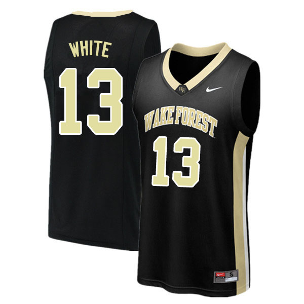 Men #13 Andrien White Wake Forest Demon Deacons College Basketball Jerseys Sale-Black